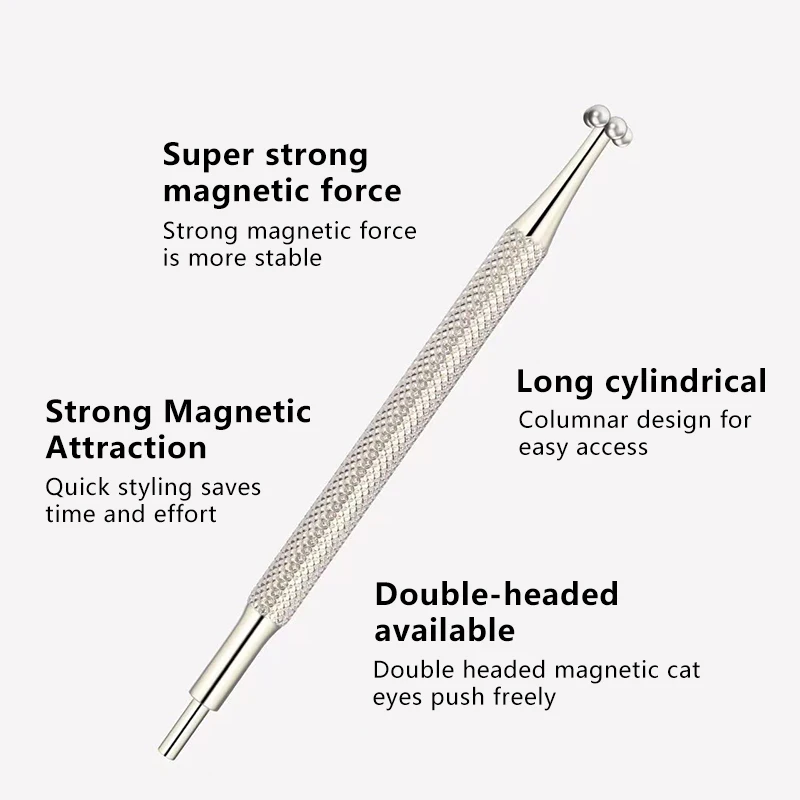 Stylo magnétique à ongles double embout en forme de fleur vortex et d'œil de chat, bâtonnet magnétique argenté puissant pour vernis à ongles gel, outils de manucure_voghion.com