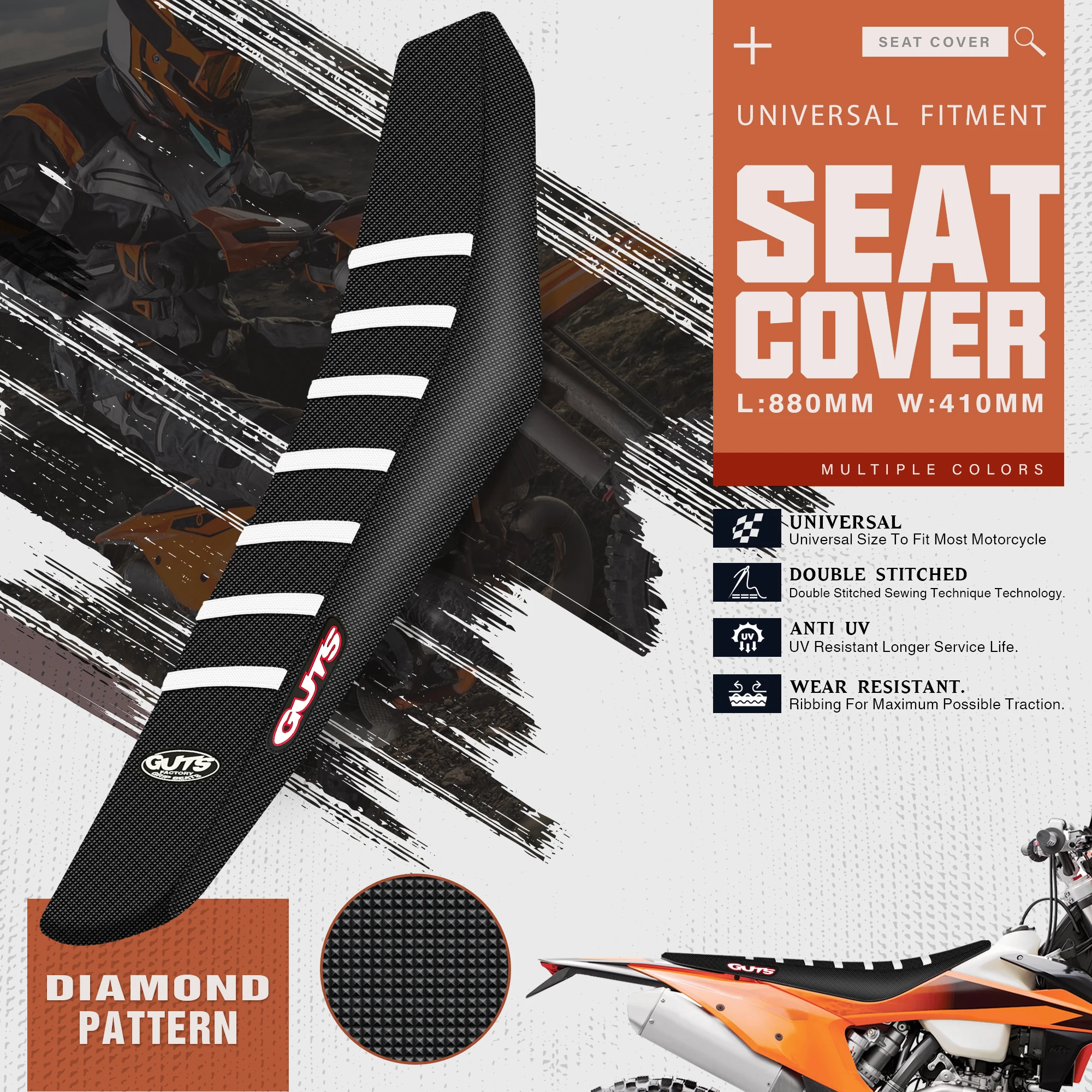 Fewfuss Universal Motorcycle Dirt Bike Seat Cover Cushions Non-slip Waterproof Accessories for SX EXC TC CRF YZF