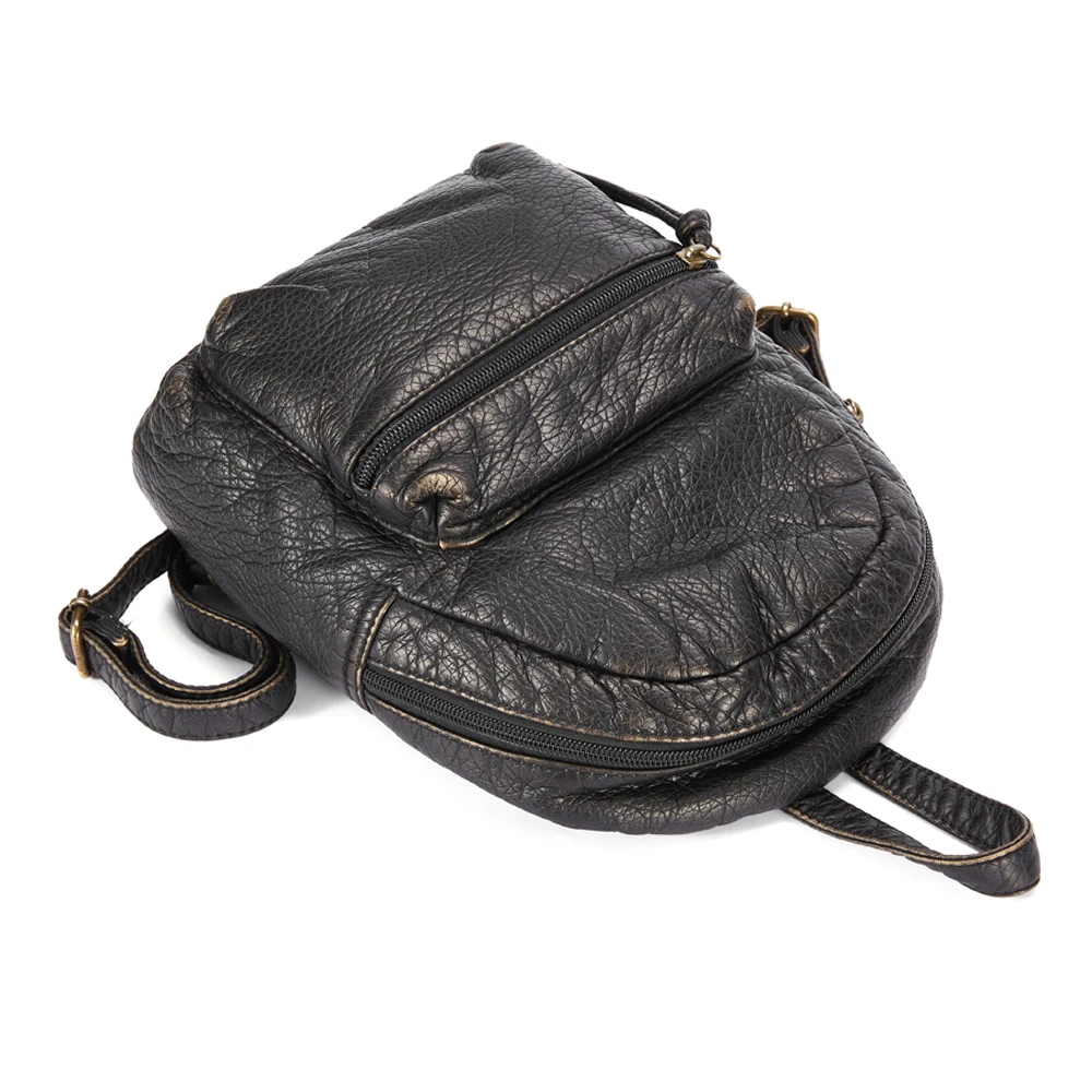 Annmouler Vintage Women Small Size Backpack Bronze School Daypack Soft Leather Bag for Women Everyday Use Gift Bag 4