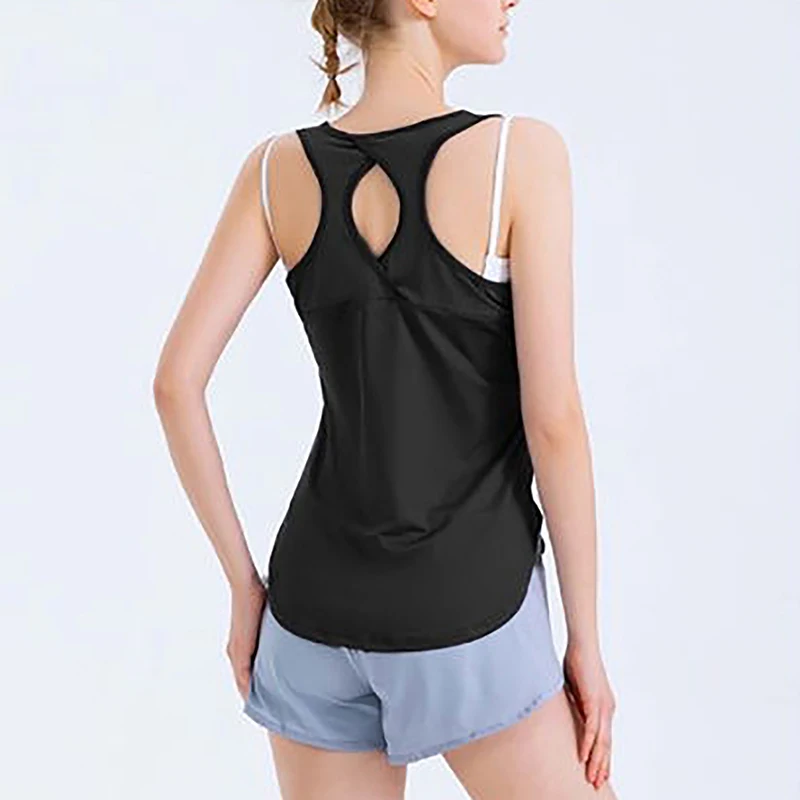 Ropa de Yoga para mujer, Tops deportivos, Sudadera con capucha suelta sin mangas, camiseta de secado rápido para correr, camisetas sin mangas Sexy para Fitness al aire libre