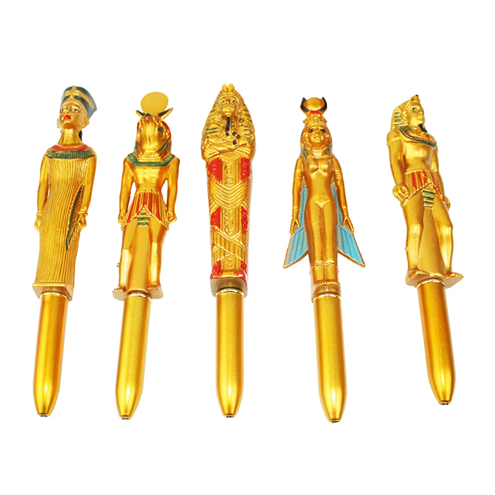 

Bulk 5 Pcs Ballpoint Pen Egyptian Shape Cute Ink Writing Pens Stationery Supplies Office Supply Gift Party Favors Random Pattern