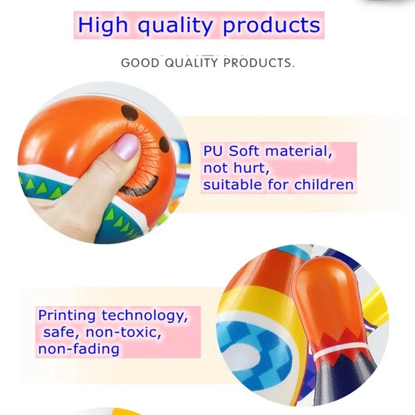 Children PU Solid Bowling Game Set Colorful Pattern 3