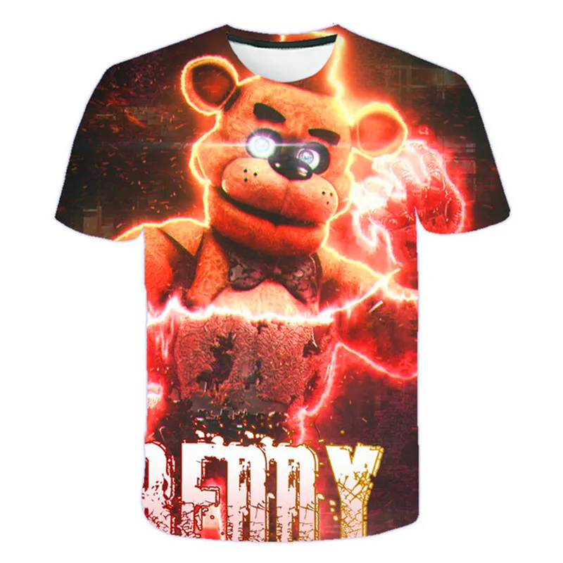 2022 new style Five Night Freddy summer T shirts fit kid boys girls fashion loose short sleeve T shirts 4-14 T top T-Shirts