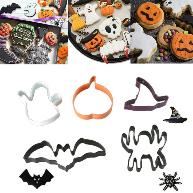 

Halloween Cookie Cutter Set Cake Mold DIY Party Ghost Pumpkin Stainless Steel Baking Tools Fondant Decorating Biscuits Moulds