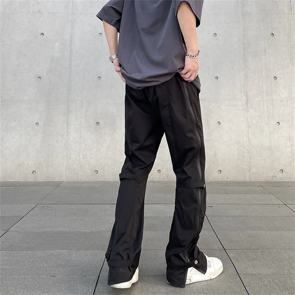 Casual Pants Men Y2k Streetwear Black Fashion Flared Trousers Summer Simple Solid Color High Street Autumn Fit Pantalones Hombre