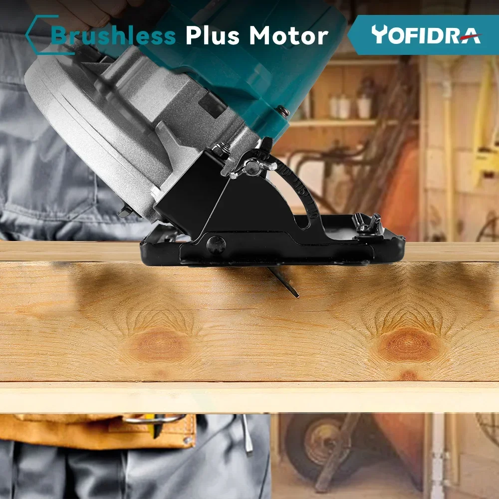 Yofidra 7 Inch 180mm Brushless Electric Circular Saw 10800RPM Cordless Efficient Woodworking Cutting Tool For Makita 18VBattery 6