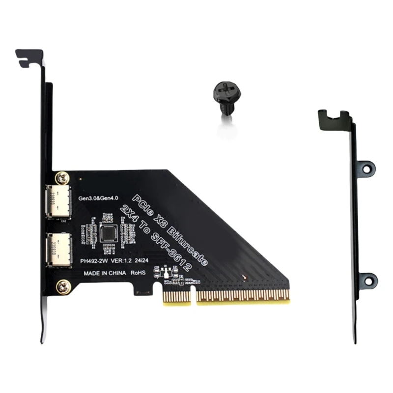 PCIExpress to 2 Port Oculink SFF 8611 8611 Expansion Adapter Card Enhances Data Transfer chipset controller card