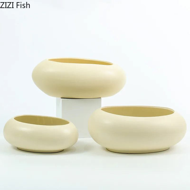 Creative Round Ceramic Vase Desk Decoration Minimalism Circular Flower Arrangement Floral Vases Flower Pots Room Aesthetic Decor 2