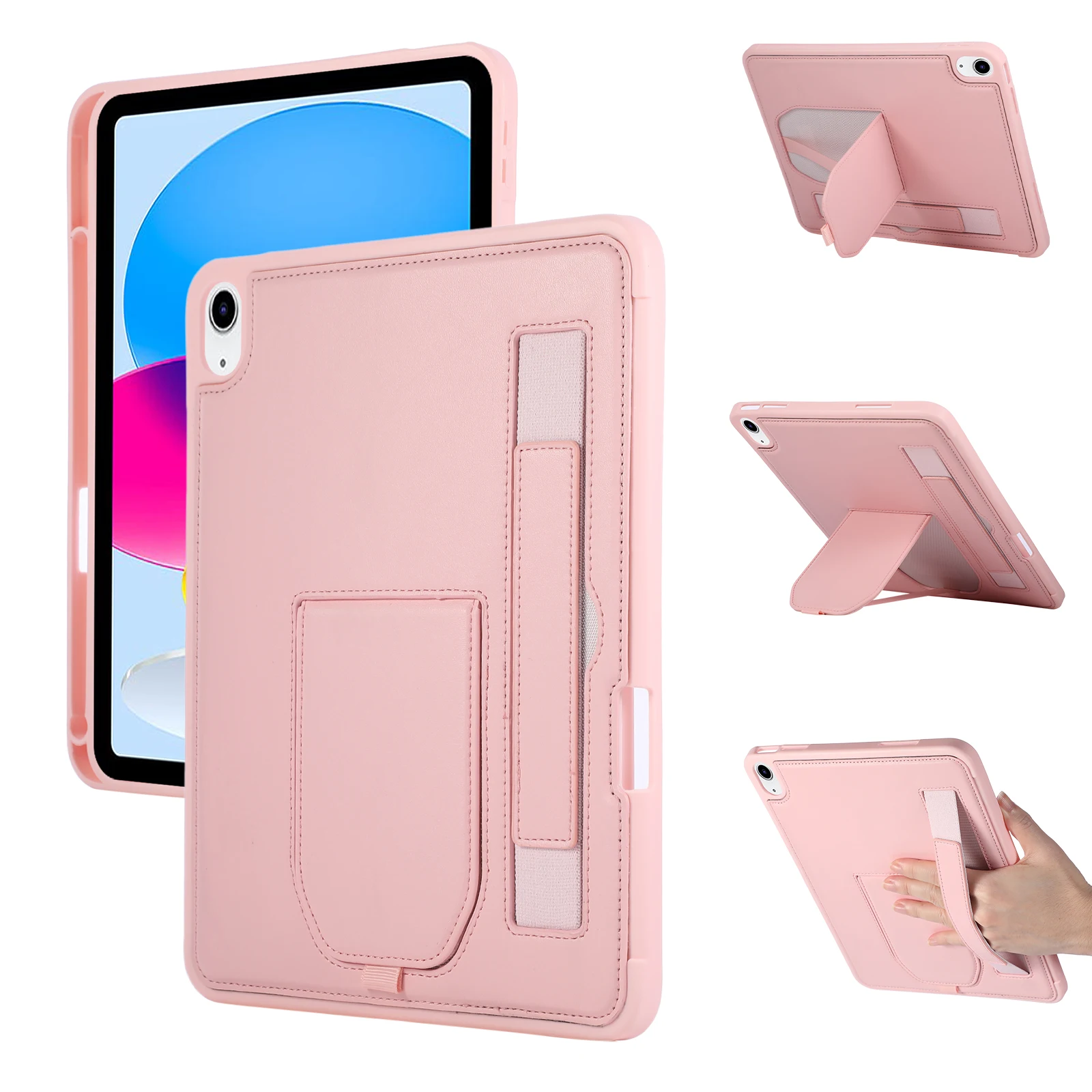 Premium Leather Tablet Case with Wrist Band and Stand Cover