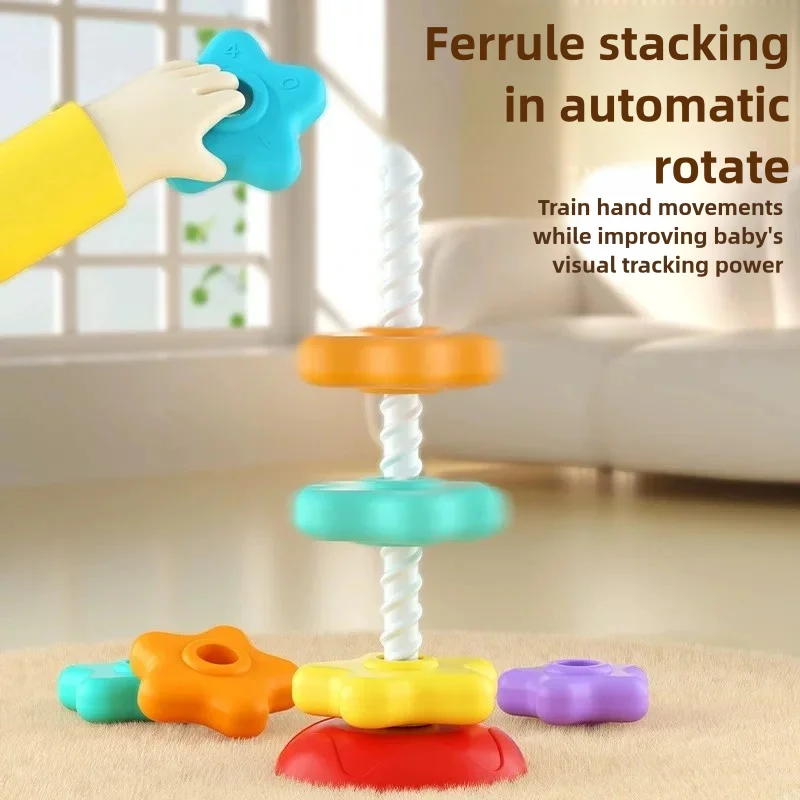 Premium Rainbow Spinning Tower Toy Strong ABS Plastic Stacking Educational Toy for Kids Rainbow Wheel Stacking Game