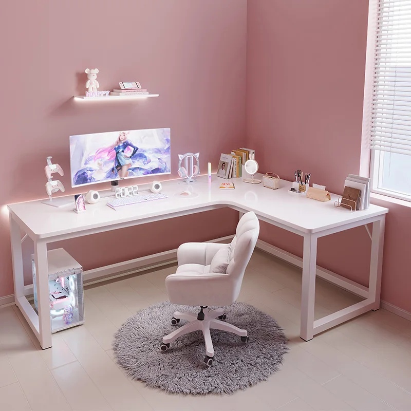 White Computer Desk L Shaped Bench Studies Work Student Study Reading Desk Office Sedentary Escritorio Oficina Furniture Home