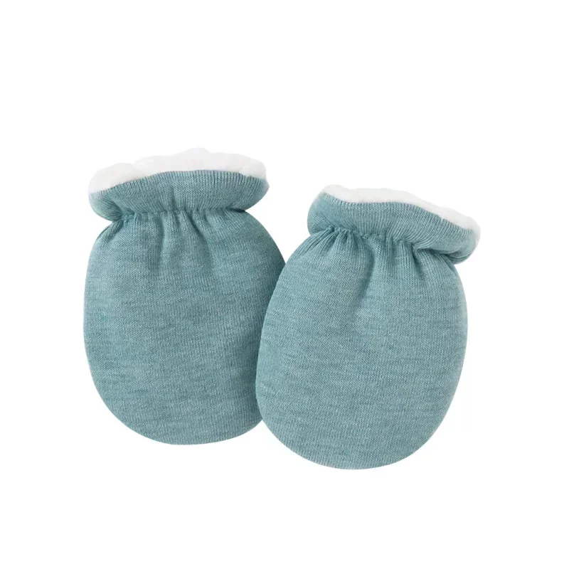 New Anti-scratch Face Gloves Fleece Thickened Gloves Newborn Autumn Winter Lamb Fleece Anti-eating Hand Cover 0-1 Years Old