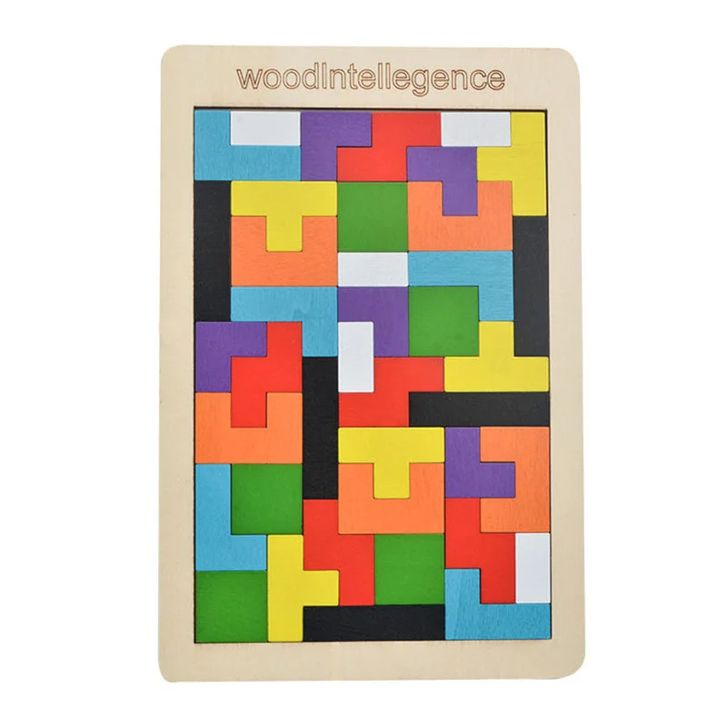 Colorful 3D Puzzle Wooden Tangram Math Toys  Game Children Pre-school Magination Intellectual Educational Toy for Kids 3d wooden building antistress toy blocks tangram math tetris game preschool teaching wooden kids puzzle toys