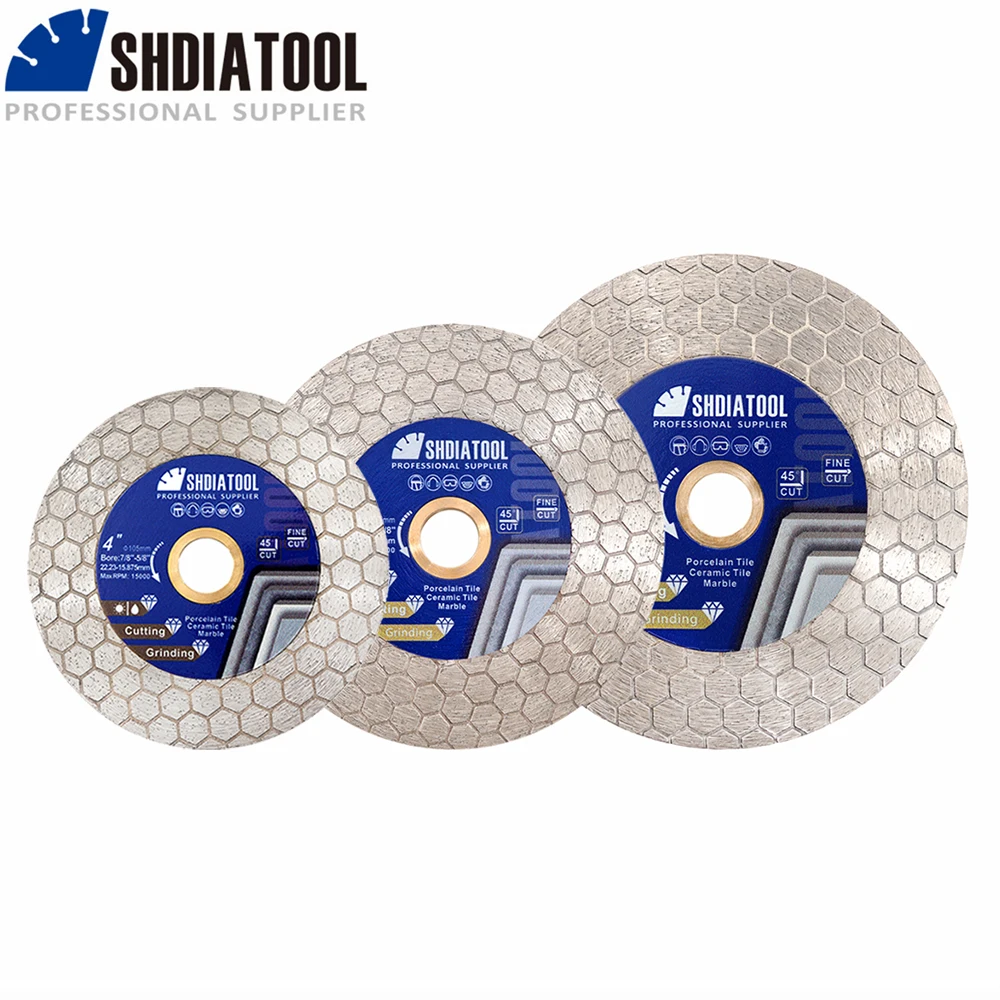 SHDIATOOL 1pc 105/115/125mm Diamond Cutting Grinding Disc Double Side Hex Granite Ceramic Marble Angle Grinder Cut Tile Plate