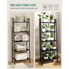 Bookshelf, Ladder Shelf, Freestanding Corner Storage Shelve with 2 Hooks for Home Office, Living Room, 5-Tier Black Bookcase 4