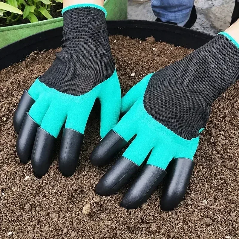 2pcs Luvas de jardim com garras, cavar, plantar, erva daninha e semente, sem esforo, proteger seus dedos e unhas 2