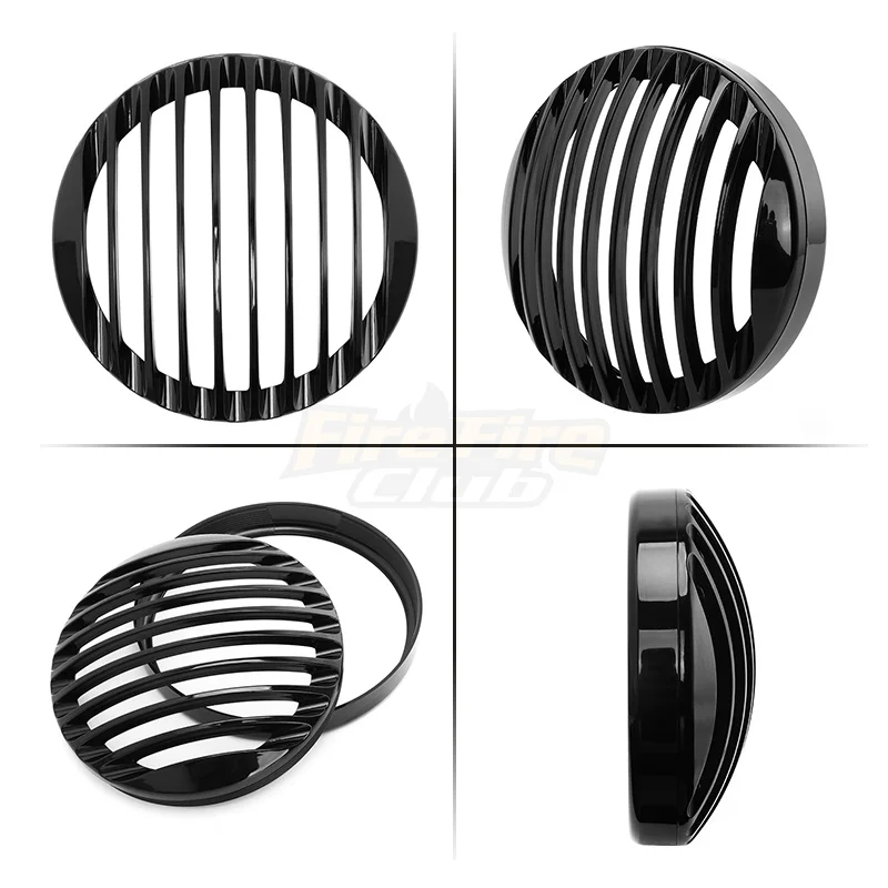 Motorcycle 5.75 LED Headlight Grill Cover - Durable ABS Design