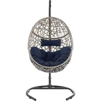 Outdoor Furniture Egg Chair Swing with Stand and Cushion, for Garden Patio Backyard Lawn, Wicker Tear Drop Hammock Chair 1