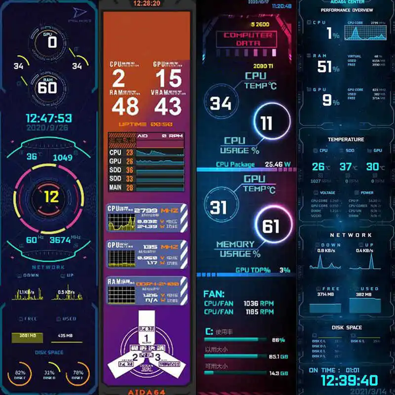 8.8 ġ IPS PC CPU , 1920x480 CPU GPU SSD  µ    ũ, RPi  