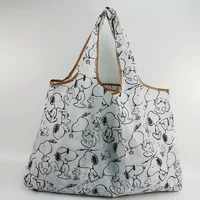 Snoopy Thick Large Tote ECO Reusable Portable Cartoon Shoulder Women's Handbags Waterproof Folding Pouch Shopping Bag Foldable 3