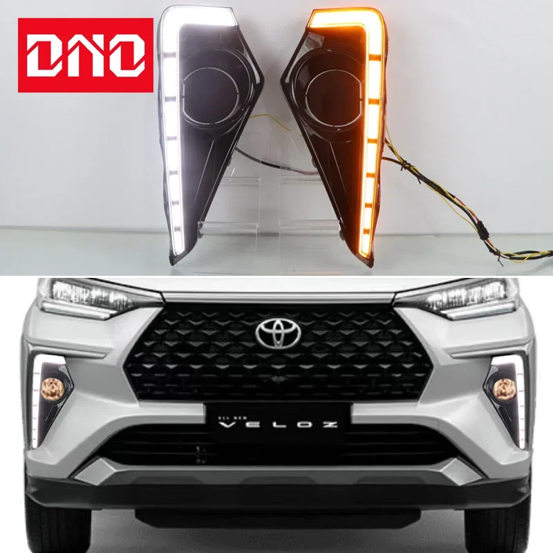 

Дневные ходовые огни для Toyota Vezol 2021 2022 2023, желтые дневные ходовые огни с указателем поворота для автомобиля