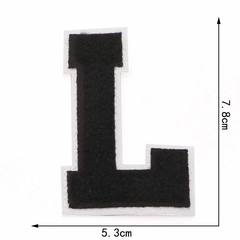 1PC Schwarz 3,07'H Buchstaben Chenille Buchstaben Patches Eisen auf Patches Für Kleidung Gestickte Patches Für Letterman Jacken Jeans – Detail 14