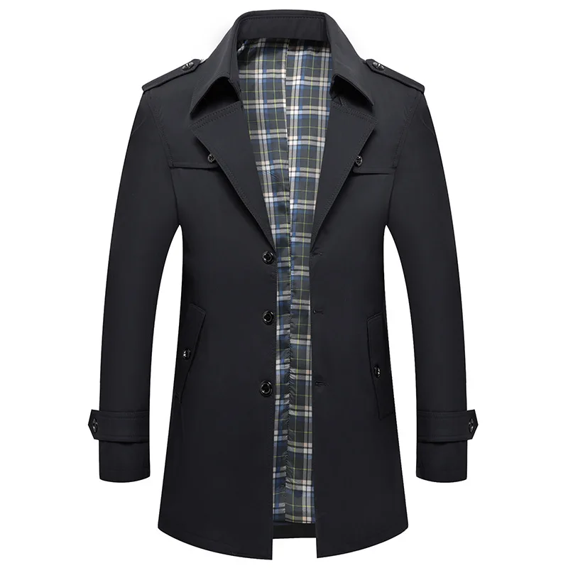 New Spring Autumn Men Business Casual Trench Coats Long Jackets Good Quality Male Tailored Collar Loose Trench Jackets Size 4XL