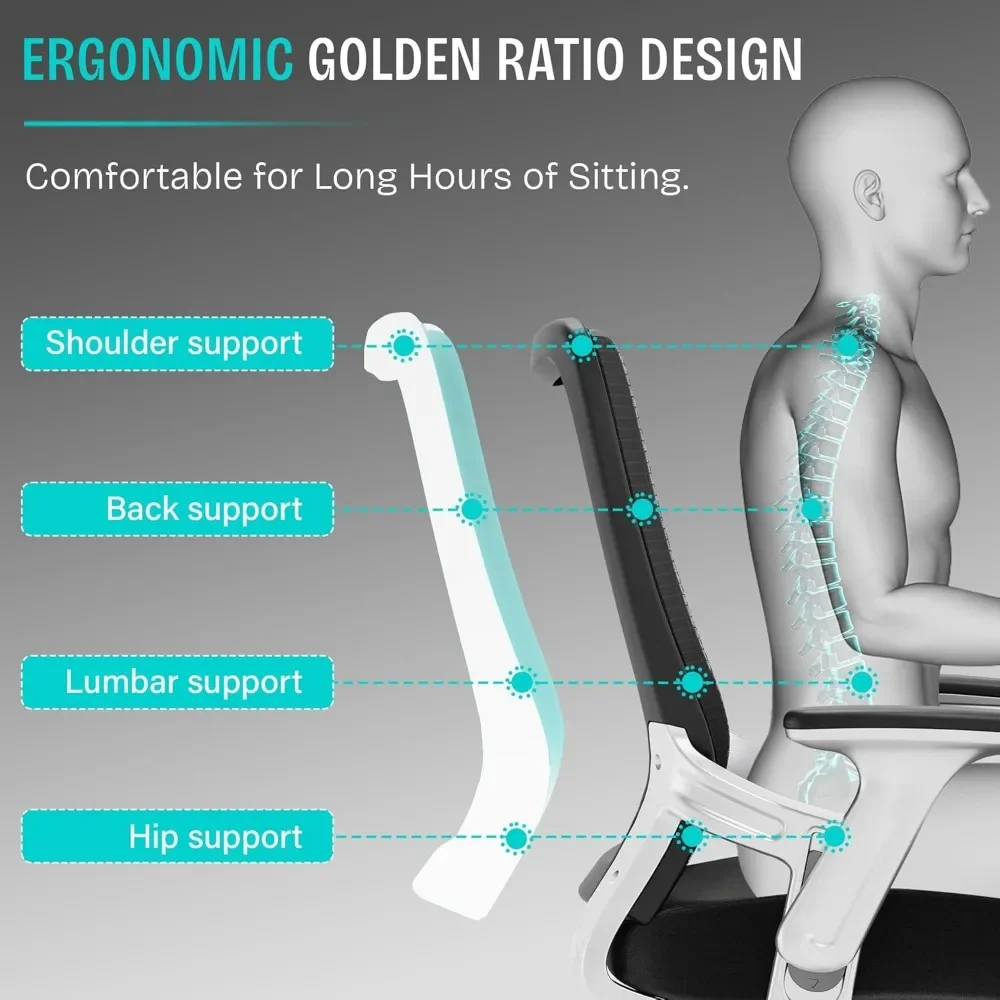 Ergonomic Office Desk Chair, Mesh Computer Gaming Chair, Lumbar Support, Comfy Seat, Swivel Wheel, Chairs for Adults Students 3