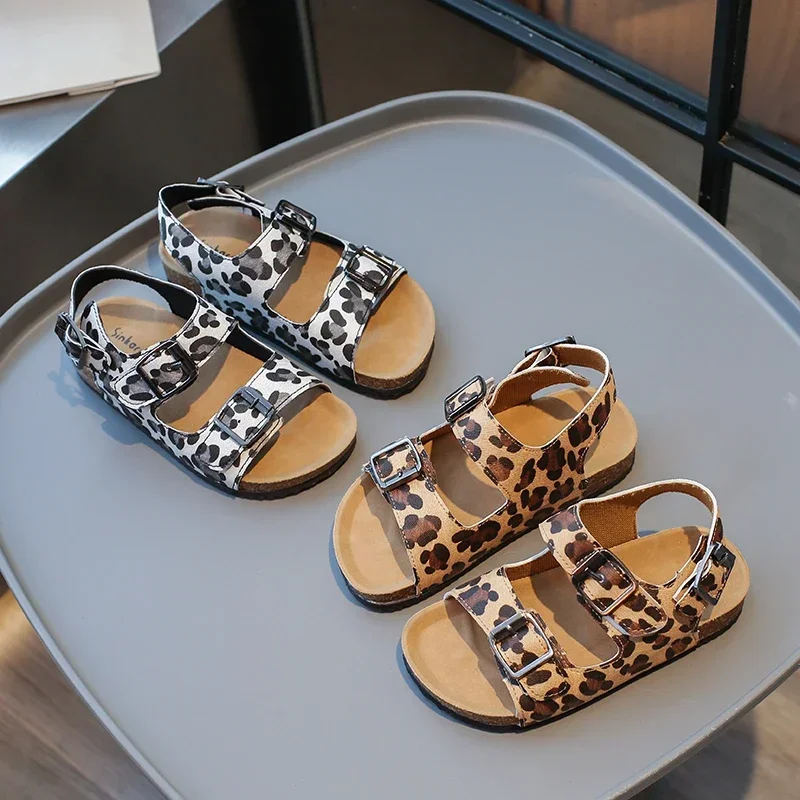 Fashion Kids Summer Sandals for Boys Girls Medium Big Children Beach Sandals Open Toes Leopard Prints Classic Buckle kids shoes children sandals kids sandals beach shoes