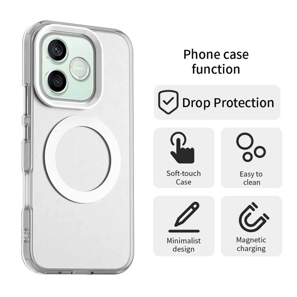 Candy-Colored Transparent Magnetic Wireless Charging Phone Case