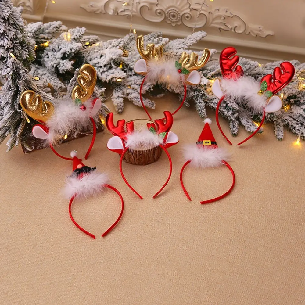 Cartoon Christmas Hat Elk Party Dress Up Bells Christmas Hair Band Christmas Decoration Female  Hair Hoop Antlers Headband
