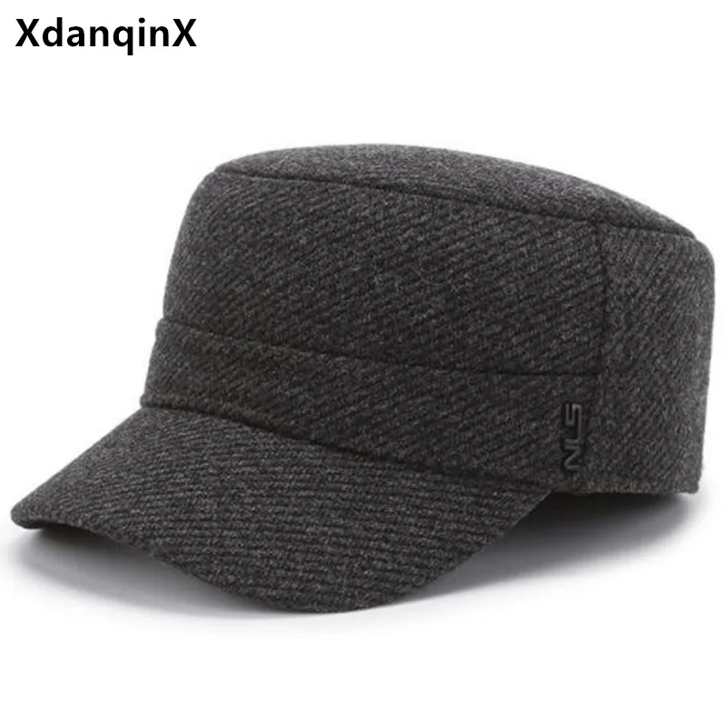 

Free Shipping New Winter Warm Flat Caps For Men Plush Thickening Military Hats Cold Proof Earmuffs Cap Trucker Hat