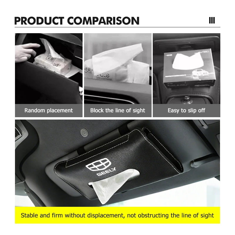 가죽 티슈 박스 차량용 티슈 가방 자동차 액세서리 (지리 지오메트리 CK2 CK3 GT GC9 투겔라 GX3 CK 보루이 쿨레이 EC7 용)