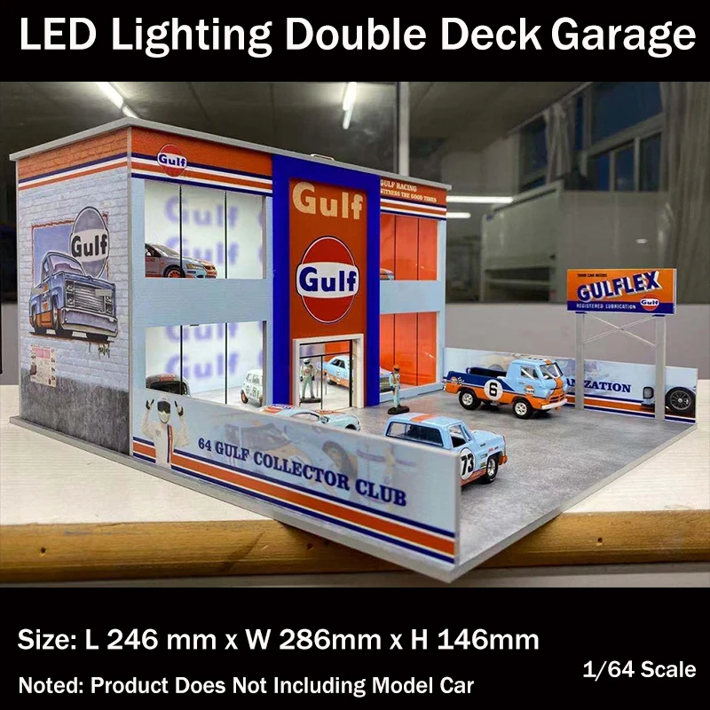 

Assemble Diorama 1:64 LED Lighting Double Deck Garage Model Car Station Parking Lot - Gulf Coating