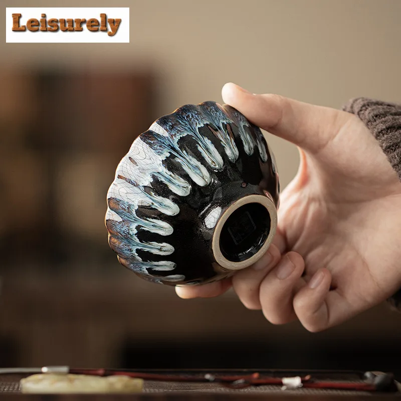 140ML Kiln Fambe Chrysanthemum Teacup Japanese Tea Bowl Single Cups Personal Cup Jianzhan Master Cups Household Drinkware Craft