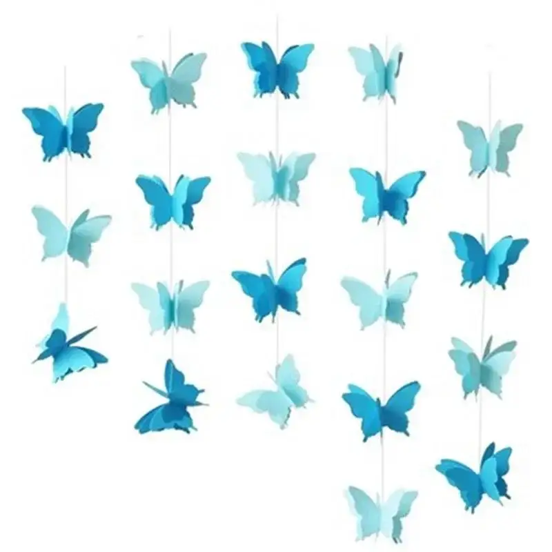 Papier-Schmetterlingskranz zum Aufhängen, Hochzeits- und Geburtstagsdekoration, DIY-Schmetterlingsbanner, Babyparty-Zubehör, 1 Schnur – Detail 17