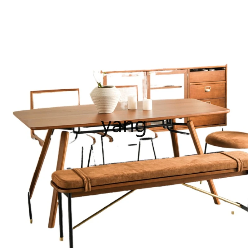 

CX Retro Domestic Dining Tables and Chairs Set Solid Wood Small Apartment Dining Table Rectangular