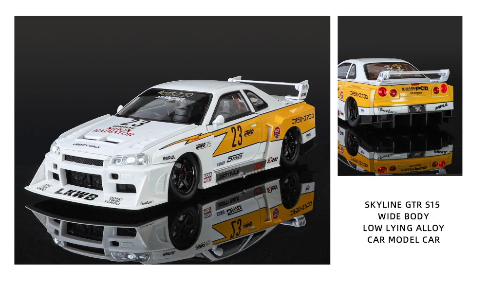 ミニカー 1/43 Nissan Silvia S15 & skyline ER34 1:24 Nissan Silvia S15 Skyline GTR ER34 LBWK Alloy Modified