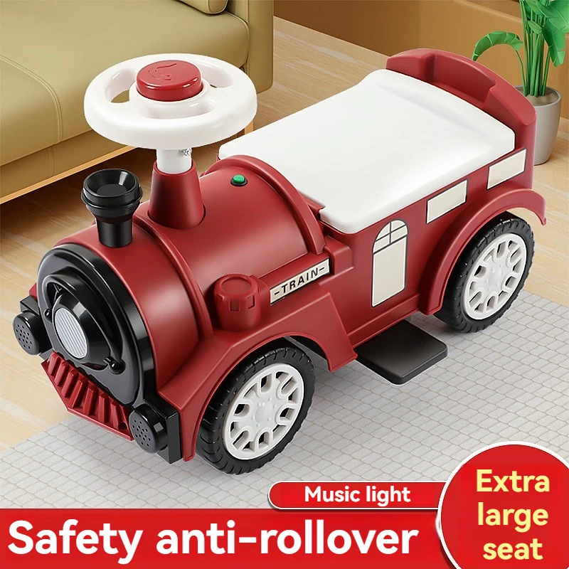 Toddler Balance Car Kids Ride On Train With Lights & Music Under Seat Storage