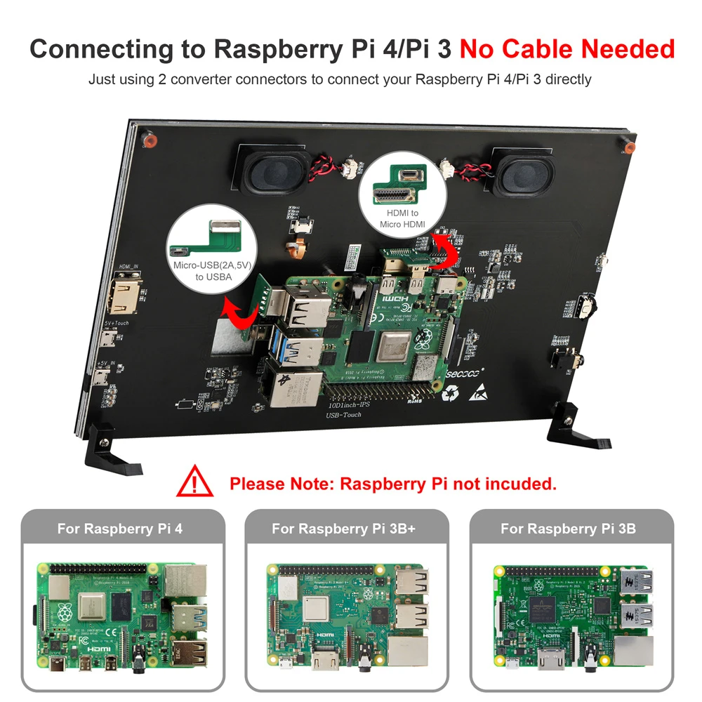 Wisecoco-raspberry pi Ips Touchscreen Monitor 10.1 1024x600 Hdmi Portátil Zero b b Mais Win11 10 7 - Imagem 5