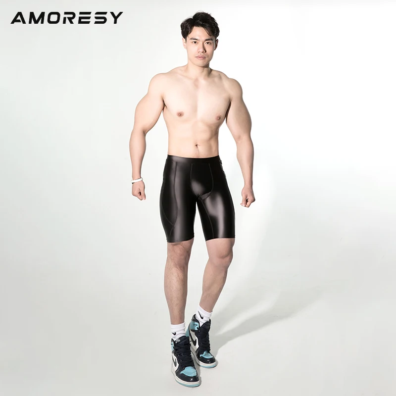 Tanie Amoresy Poseidon series średniej talii elastyczne obcisłe plastikowe oddychające męskie szorty fitness sklep