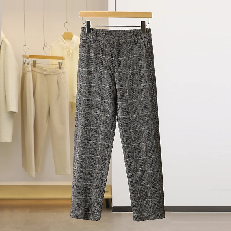

Women's harem pants winter plaid wool trousers