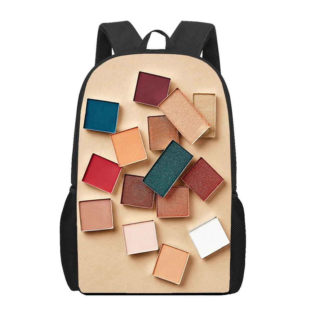 

Eyeshadow Lipstick Art School Bags For Girls Boys Print Kids Backpacks Women Mochila Students Book Bag Children Shoulder Bag