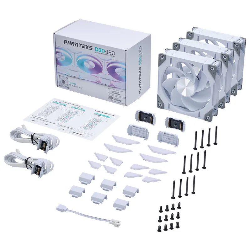 Phanteks d30-120ケース120mmファン調/逆の流れ4ピンpwm、厚さ30mm/4面