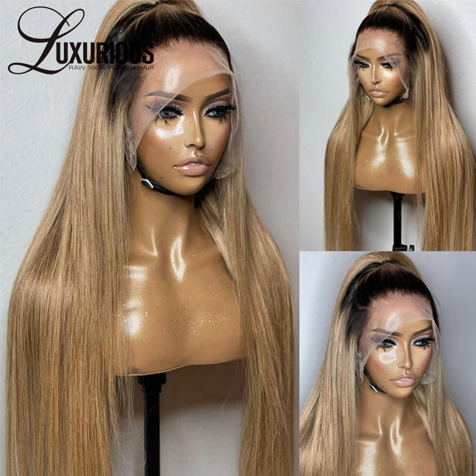 13x6 Honey Blonde Lace Front Wigs For Women Human Hair 13x4 Brown Straight Ombre Brown Wig Glueless Colored Brazilian Remy Hair