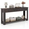 Farmhouse Entryway Table, Narrow Console Table w/ 4 Storage Drawers & Open Shelf, Rustic Long Sofa Table,  Hallway 1