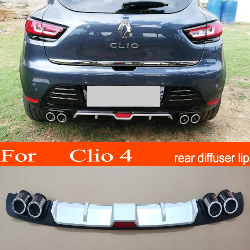 Renault Clio 4 ABS Plastic Silver / Black Car Rear Bumper Rear Diffuser  Spoiler Lip for Renault Clio 4