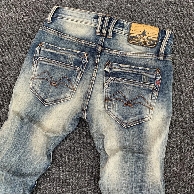 Fashion Designer Men Jeans High Quality Retro Washed Elastic Stretch Slim Fit Ripped Jeans Men Vintage Casual Denim Pants Hombre 5