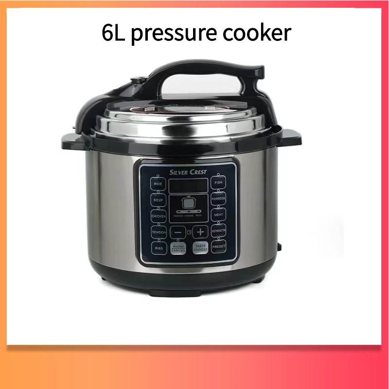 6L electric pressure cooker 1500W household multifunctional electric pressure cooker stew soup cooking timer fully automatic 3