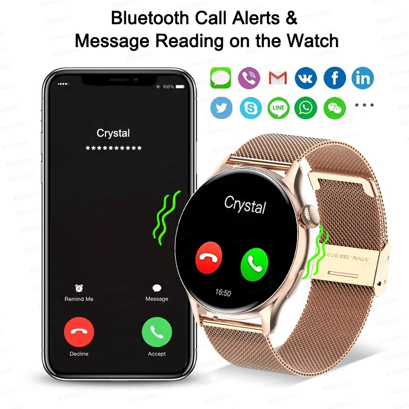 2024 NFC Smart Watch Women 466*466 Screen GPS Track Sport Watches Women Health Monitoring Voice Bluetooth Call Smartwatch Ladies 3